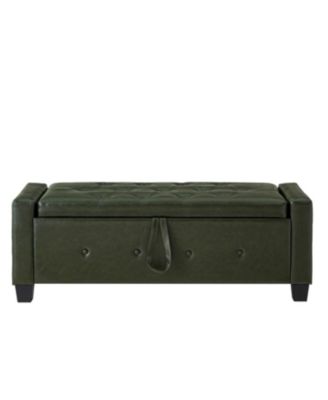Streamdale 48" Storage Ottoman Bench - Tufted Faux Leather - Dark Green