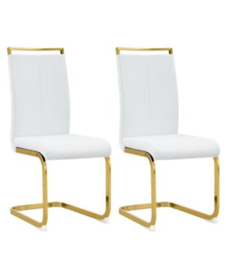 Streamdale Modern PU Leather Dining Chairs, Golden Legs (Set of 2)