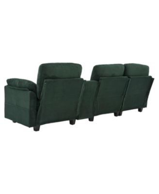  L-Shape Corduroy Sofa- 4-Seater, USB, Storage, Console & Ottoman