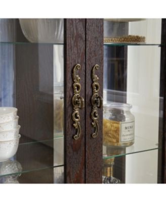  Cherry Curio Cabinet - Lighted Display, Mirrored Back