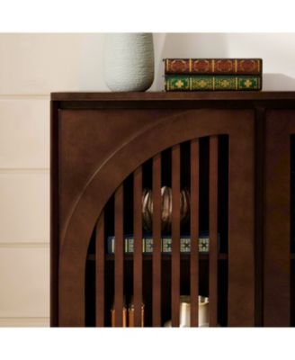 Mid Century Fluted Sideboard Cabinet - Dark Walnut