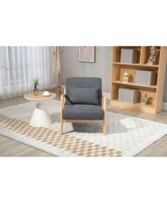 Streamdale Mid Century Accent Chair with Wood Frame & Waist Cushion