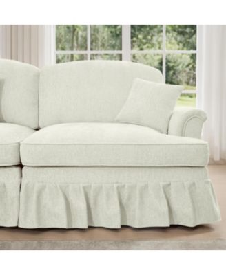 Modular Sofa Set, Flared Arms, Removable Skirts, Beige White