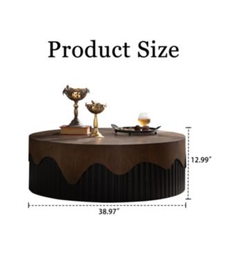 39" Round Coffee Table - Handcrafted Relief Pedestal