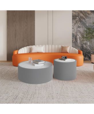  Light Marble Top Leather End Table