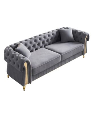 Chesterfield Modern Tufted Velvet Living Room Sofa, 84.25"W Couch.