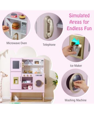 Kids Adjustable Pretend Play Kitchen with Accessories and Storage