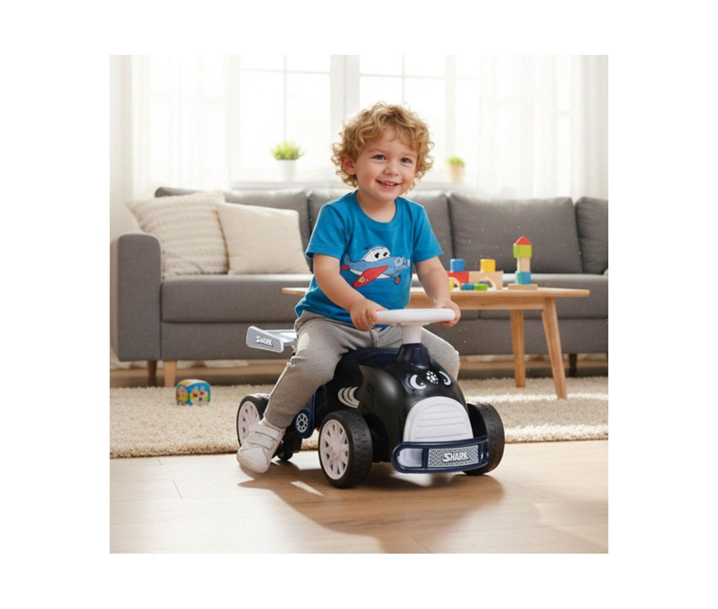 Детская игрушка HONGGE Foot-to-Floor Ride-On Car with Musical Steering Wheel and Under-Seat Storage, Ages 1.5-3, цвет: Чёрный — фото 4