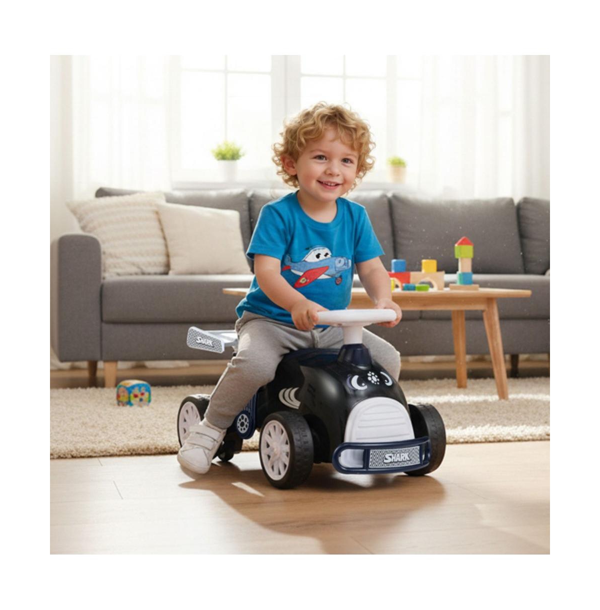 Hongge Kids Foot to Floor Ride On Car with Music Steering Wheel and Under Seat Storage