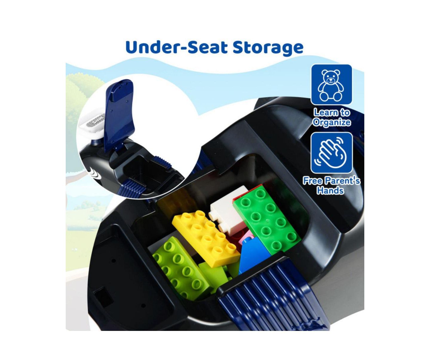 Детская игрушка HONGGE Foot-to-Floor Ride-On Car with Musical Steering Wheel and Under-Seat Storage, Ages 1.5-3, цвет: Чёрный — фото 7