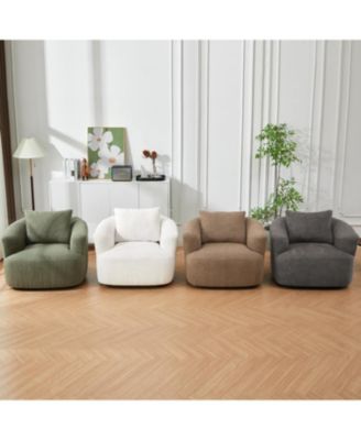 360 Swivel Accent Barrel Chair with Throw Pillow