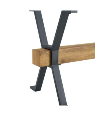 79" Table & 6 Gray Linen Chairs Black Metal Legs