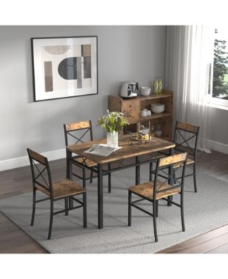 Rustic Brown Dining Table Set for 4