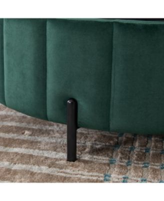 31.5" Green Velvet Storage Ottoman with Reversible Lid