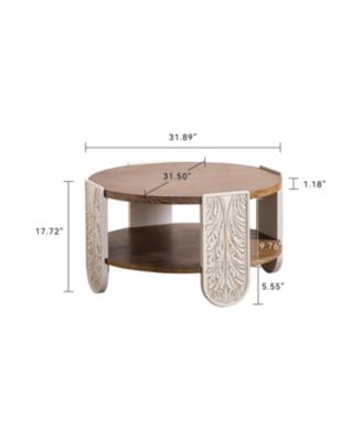 Carved Wood Coffee/End Table with Storage