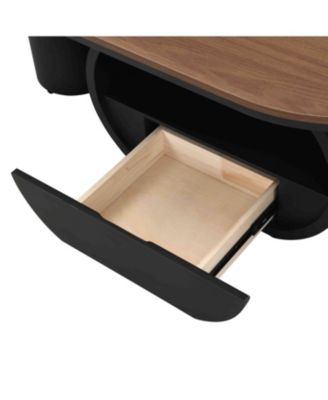  Luxury Industrial Oval Coffee Table w/ Drawer