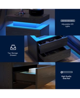 Streamdale LED Nightstand Bedside Table with 2 Drawers