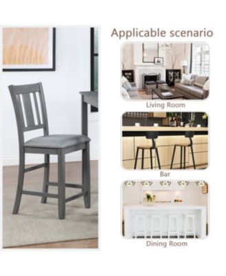 Counter Height Chairs Set of 4, Padded Seat, Gray