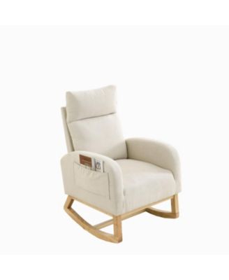 27.6" Modern Rocking Chair with High Back & Pockets