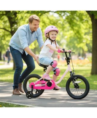 Kids Training Bike with Adjustable Seat Dual Brakes Rubber Tires and Removable Wheels