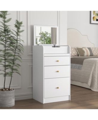  White Vanity Desk with Mirror for Makeup