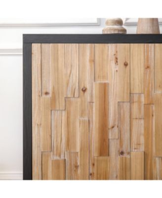  Wood Geometric 4-Door Storage Cabinet