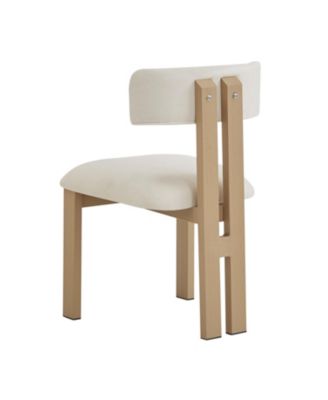 Upholstered Armless Dining Chairs With Metal Legs (Set of 2),Beige