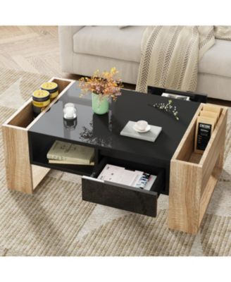 Glossy Two-Tone Coffee Table with Storage