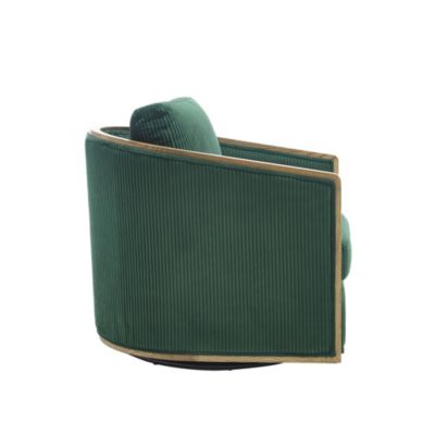 Corduroy Swivel Barrel Chair for Living Room (Emerald