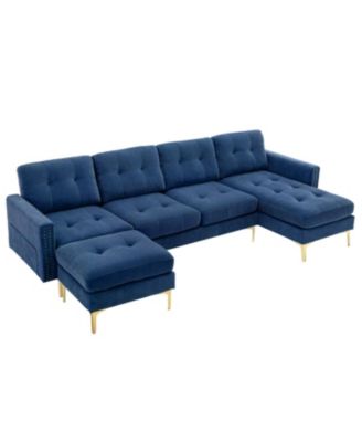 L-Shape Convertible Sectional Sofa with Ottoman