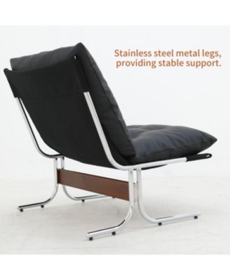 Leather Chair with Metal Legs (Black)