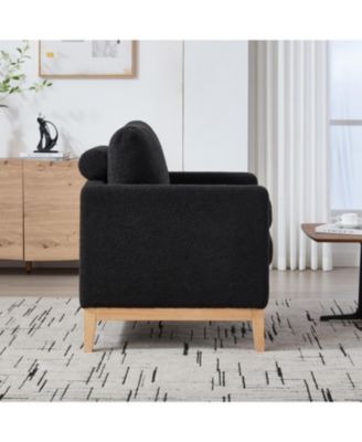 35.4" Wide Modern Farmhouse Accent Chair - Black Boucle