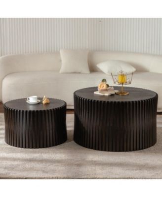 Vintage Dark Brown Nesting Coffee Table Set (Set of 2)