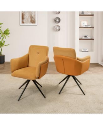Swivel Upholstered Dining/Desk Chairs (Set of 2 Orange)