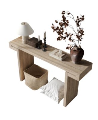 60" Rustic Farmhouse Console Table, Distressed Wood Finish