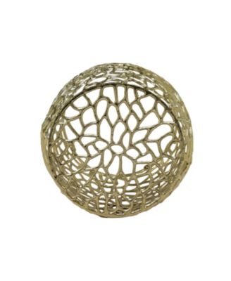 Streamdale Aluminum Drum End Table with Intricate Design-Gold