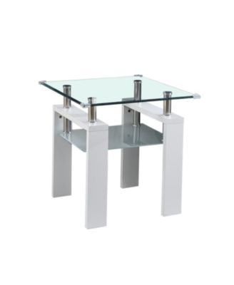 Streamdale Clear Glass Top Side Table, 24"x24"x24" End Table, Modern Design For Home
