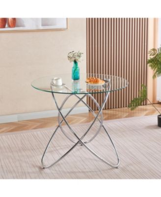Modern Tempered Glass Dining Table with Chrome Legs