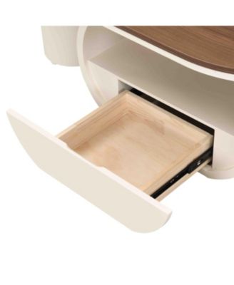 Luxury Oval Coffee Table w/ Storage - White Metal