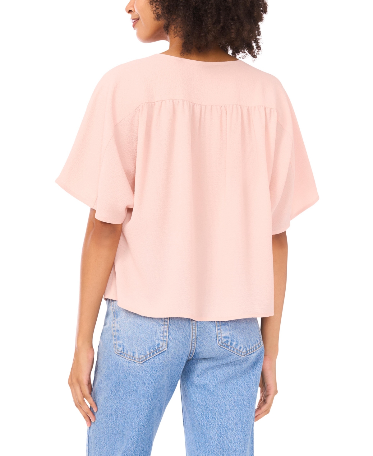 Vince Camuto Women's Front Shirring Crewneck Blouse