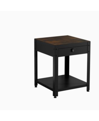 Square Double-Layer Coffee Table w/ Hidden Compartment & Fingerprint Lock