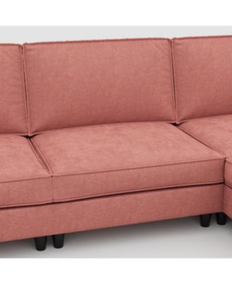 141.5" U-Shaped Sofa Couch with Ottoman & Pockets