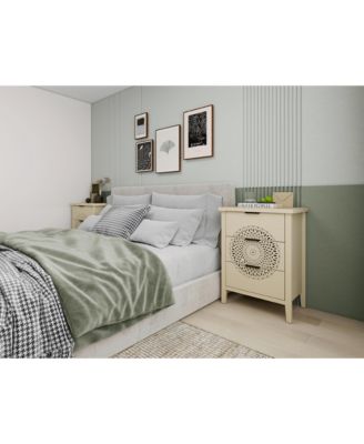 Streamdale Hollow-Carved 3 Drawer Dresser with Metal Handles