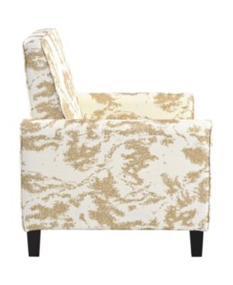 27.5" Recliner Chair, Solid Wood Legs, White & Yellow