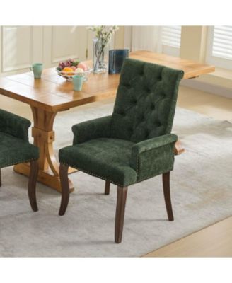 Chenille Dining Chair, Wood Legs, Tufted