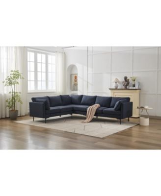 106" Sectional Sofa Couch Set, L-Shaped, 6-Seat, Linen with Metal Legs