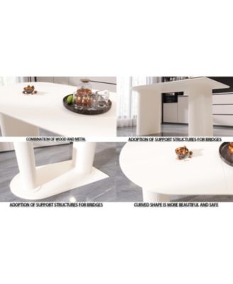 Modern Cream Dining Table & Irregular Side Table
