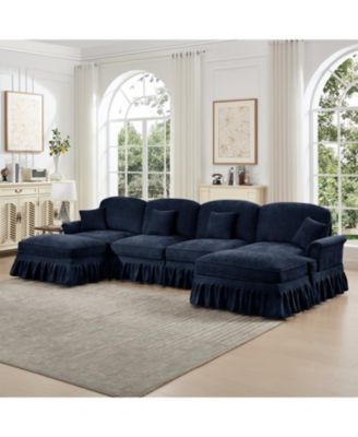 Classic U-Shape Sectional Sofa with Ottomans