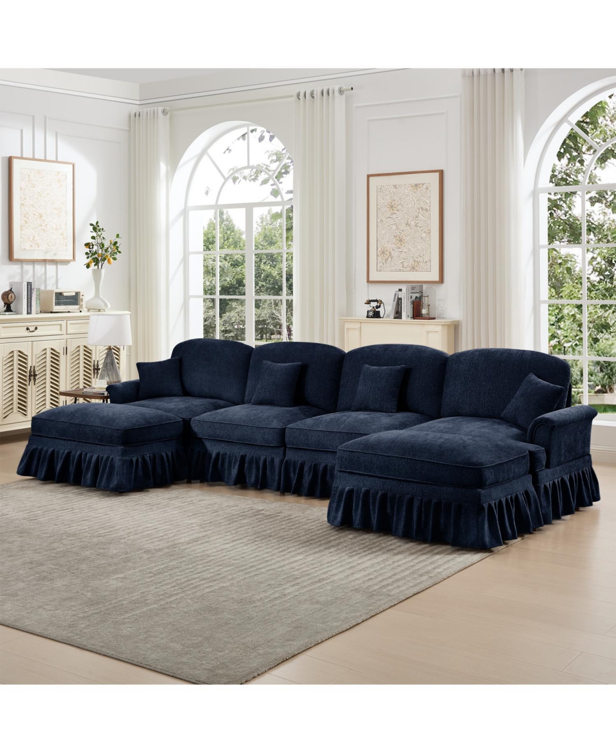 Streamdale Furniture Classic U-Shape Sectional Sofa with Ottomans