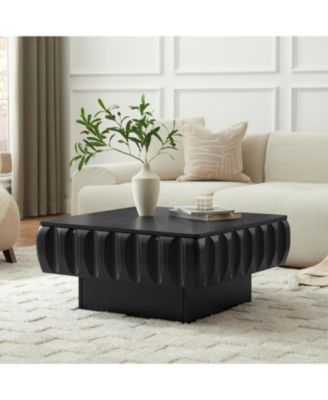 Square Lift-Top Coffee Table with Solid Wood Frame and Hidden Storage